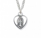 Child Size Open-Cut Heart Sterling Silver Miraculous Medal