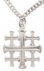 Men's High Polish Jerusalem Cross Pendant with Chain