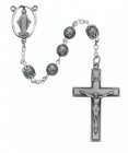 Imitation Hematite 7mm Rosary with Pewter