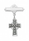 Irish Celtic Cross Baby Pin - Sterling Silver