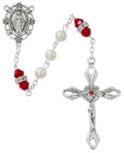 January Birthstone Rosary Garnet Pearl Glass