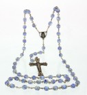 Light Sapphire Double Capped Swarovski Rosary Sterling Silver 8mm