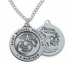 Men's Marines Saint Michael Medal Sterling Silver of Pewter