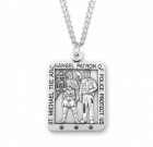 Men's Police and Saint Michael Rectangle Necklace