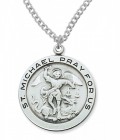 Men's Round St. Michael Medal in Sterling or Pewter