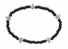 Men's Stretch Rosary Bracelet with Alternating Cross and 5mm Black Wood Beads 8"