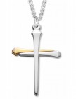 Nail Cross Pendant Sterling Silver Two Tone