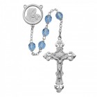 Open Cut Madonna and Child Rosary in Blue