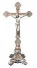 Ornate Standing Crucifix - Pewter Finish, 13 inch