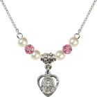 Pearl and Rose Beads Miraculous Medal Necklace