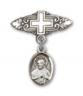 Baby Pin with Scapular Charm and Badge Pin with Cross