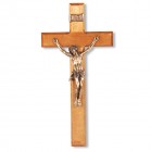 Gold-tone Corpus and Natural Cherry Wood Wall Crucifix - 12 inch