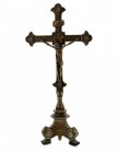 Standing Crucifix in Antiqued Brass - 13 Inches