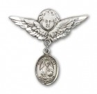 Pin Badge with St. Albert the Great Charm and Angel with Larger Wings Badge Pin