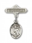Pin Badge with St. Maurus Charm and Godchild Badge Pin