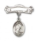 Pin Badge with St. Victoria Charm and Arched Polished Engravable Badge Pin