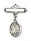 Pin Badge with St. James the Lesser Charm and Polished Engravable Badge Pin