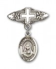 Pin Badge with St. Rebecca Charm and Badge Pin with Cross