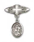 Pin Badge with St. Elizabeth Ann Seton Charm and Badge Pin with Cross