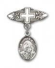 Pin Badge with St. Bernard of Montjoux Charm and Badge Pin with Cross