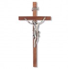 Slimline Walnut Wall Crucifix with Bowed Corpus - 11 inch