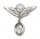 Pin Badge with St. Susanna Charm and Angel with Larger Wings Badge Pin