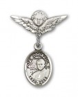 Pin Badge with Pope John Paul II Charm and Angel with Smaller Wings Badge Pin