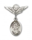 Pin Badge with St. Colette Charm and Angel with Smaller Wings Badge Pin