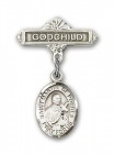Pin Badge with St. Martin de Porres Charm and Godchild Badge Pin