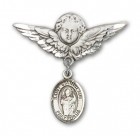 Pin Badge with St. Stanislaus Charm and Angel with Larger Wings Badge Pin