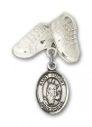 Pin Badge with St. Hubert of Liege Charm and Baby Boots Pin