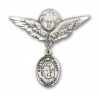 Pin Badge with Our Lady of Mercy Charm and Angel with Larger Wings Badge Pin