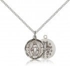 Petite Miraculous Medal with Floral Leaf Accents Necklace