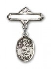 Pin Badge with Our Lady of Knock Charm and Polished Engravable Badge Pin