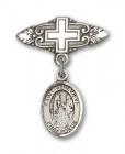 Pin Badge with St. Genevieve Charm and Badge Pin with Cross