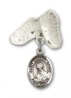 Pin Badge with St. Dominic Savio Charm and Baby Boots Pin