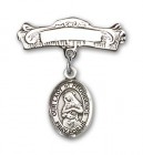 Pin Badge with Our Lady of Providence Charm and Arched Polished Engravable Badge Pin