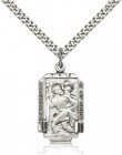 Rectangular St. Christopher Necklace with Satin Finish