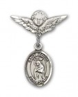 Pin Badge with St. Regina Charm and Angel with Smaller Wings Badge Pin