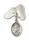 Pin Badge with St. Jerome Charm and Baby Boots Pin