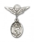 Pin Badge with St. Maurus Charm and Angel with Smaller Wings Badge Pin