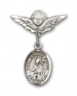 Pin Badge with St. Malachy O'More Charm and Angel with Smaller Wings Badge Pin