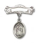 Pin Badge with St. Sophia Charm and Arched Polished Engravable Badge Pin