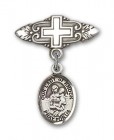 Pin Badge with Our Lady of Knock Charm and Badge Pin with Cross