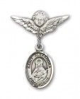 Pin Badge with St. Alexandra Charm and Angel with Smaller Wings Badge Pin