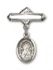 Pin Badge with Our Lady of Perpetual Help Charm and Polished Engravable Badge Pin