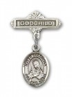 Pin Badge with Mater Dolorosa Charm and Godchild Badge Pin