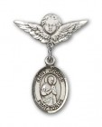 Pin Badge with St. Isaac Jogues Charm and Angel with Smaller Wings Badge Pin