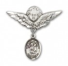 Pin Badge with Our Lady of Knock Charm and Angel with Larger Wings Badge Pin