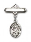 Pin Badge with St. Januarius Charm and Polished Engravable Badge Pin